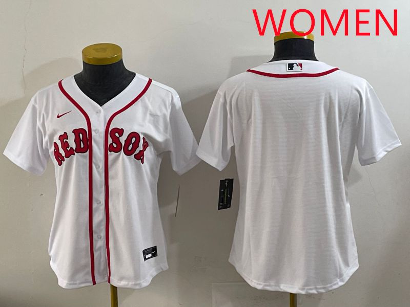 Women 2025 Boston Red Sox Blank White Game Nike MLB Jersey style 1